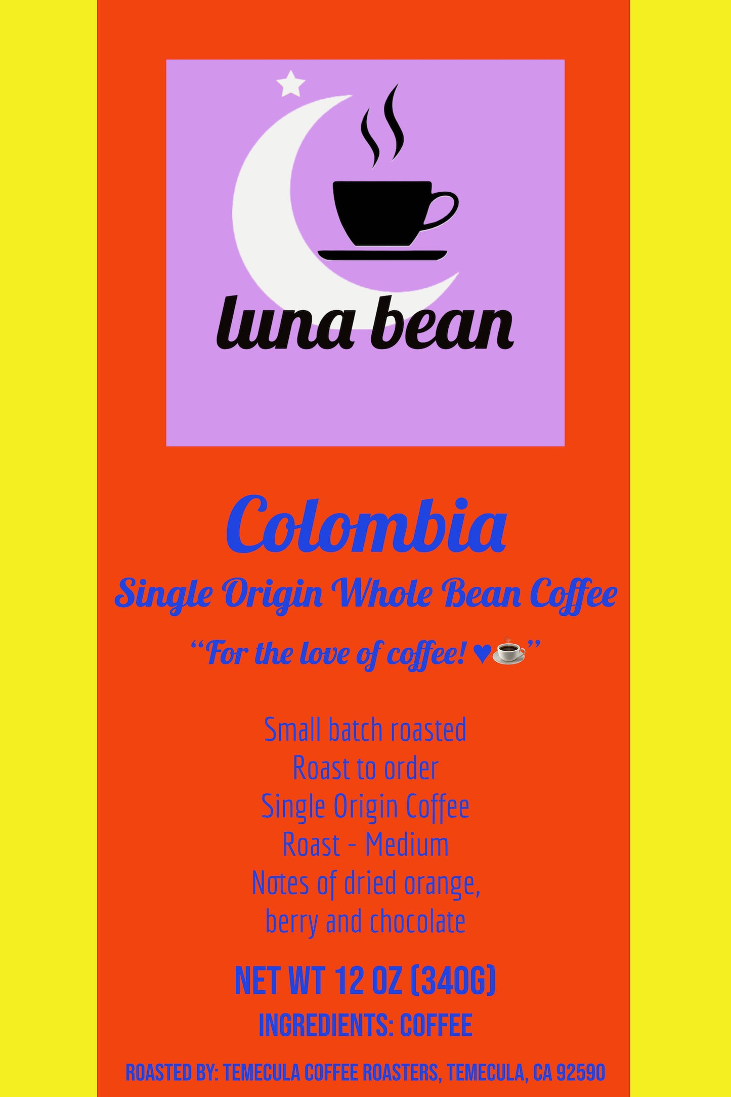 Luna Bean Colombian Coffee – single-origin Arabica beans
