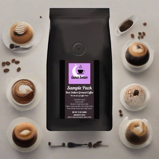 Best Sellers Coffee Sample Pack from Luna Bean featuring 6 blends in 2oz bags
